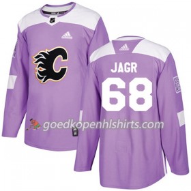 Calgary Flames Jaromir Jagr 68 Adidas 2017-2018 Purper Fights Cancer Practice Authentic Shirt - Mannen